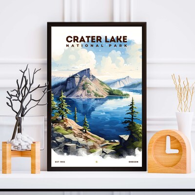 Crater Lake National Park Poster, Travel Art, Office Poster, Home Decor | S8 - image5
